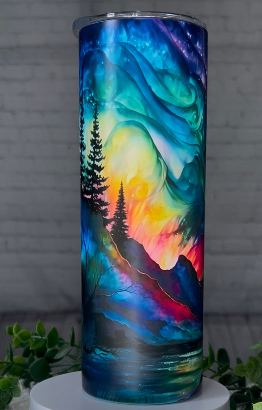 Northern Lights 20 oz Skinny Tumbler Matte Finish